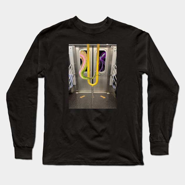 Octopus Subway Straphangers Long Sleeve T-Shirt by Mischief and Musings